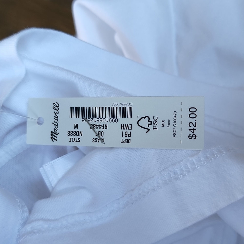 Madewell White Cropped Tee with Minimal Mountain Line Art - Picture 9 of 9